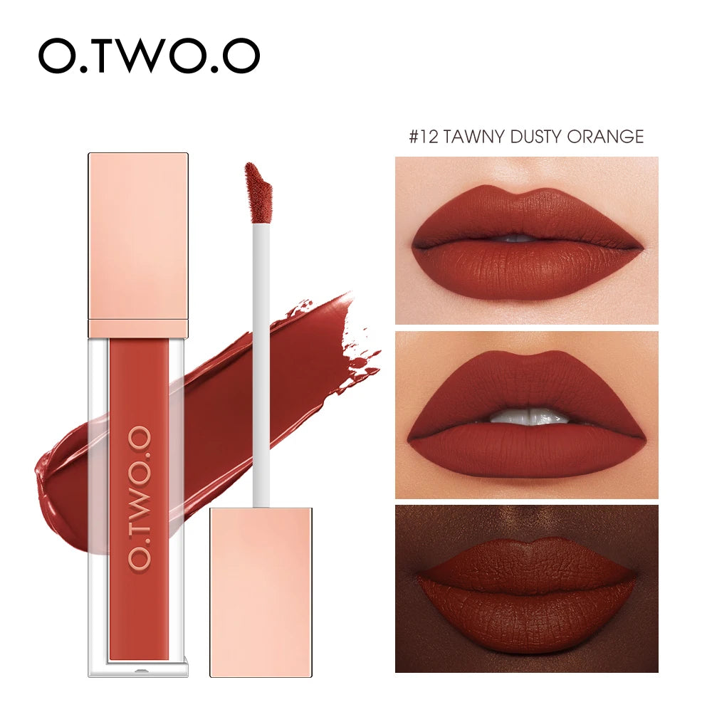 O.TWO.O Velvet Matte Liquid Lipstick – 12 Shades Waterproof