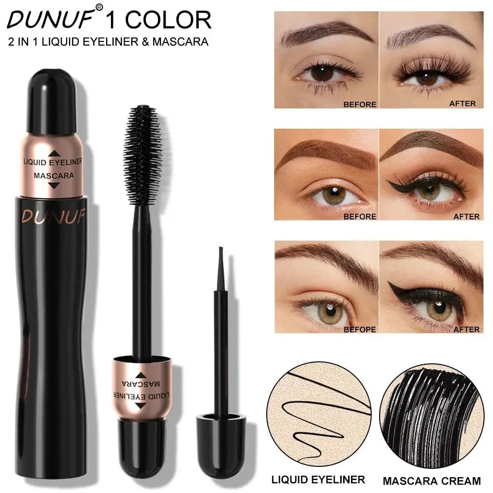 DUNUF 2-in-1 Mascara & Eyeliner Kit – Waterproof Black
