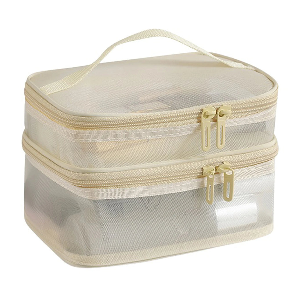 Double Layer Mesh Cosmetic Bag – Large Travel Makeup Organiser