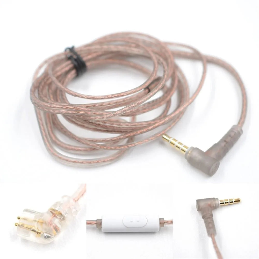KZ ZS10 ZSN ZEX PRO In Ear Cable High-Purity Oxygen-Free Copper Twisted Upgrade Cable 2Pin Cable For KZ ZEX Silver Plated Cable Oasis Select C Pin with Mic