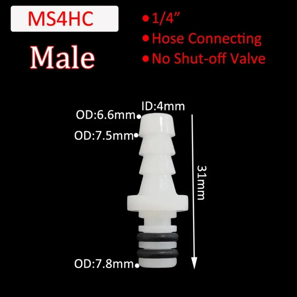 1Pc Disconnect Fitting Coupling Hose Joint Tube Connector Male Female Hose Barb Valved S-series 3/16 1/4 Quick Coupler Oasis Select MS4HC