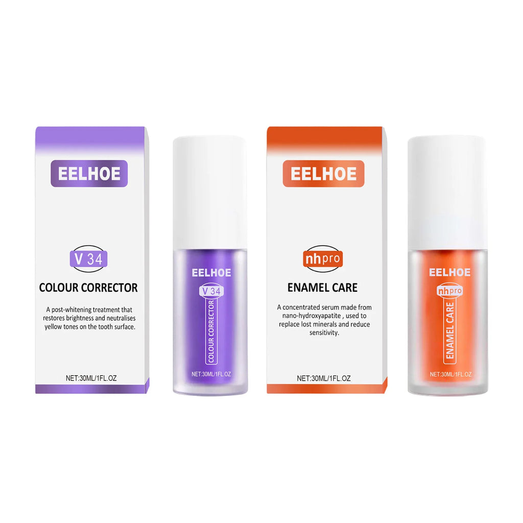 EELHOE Tooth Enamel Care Toothpaste Colour Corrector Neutralise Yellow Tartar Relieve Sensitivity Natural Teeth Whitening Serum Oasis Select 2 in 1 set