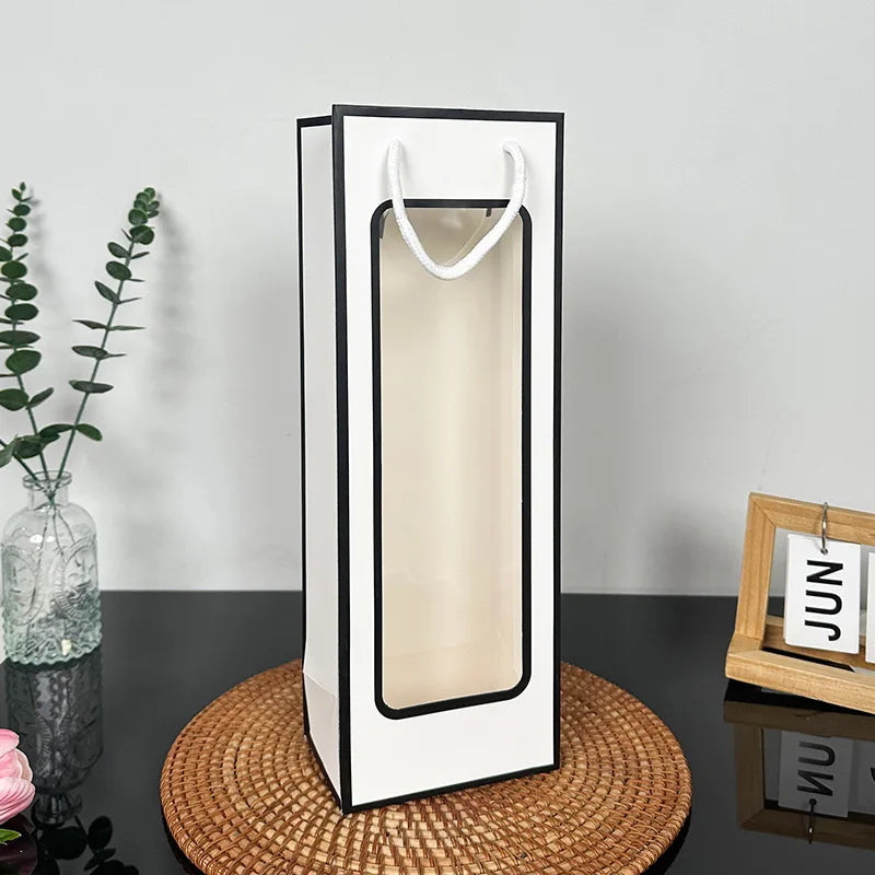 Flower Gift Bag Transparent Window | Kraft Bouquet Tote