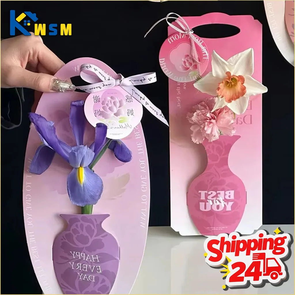 Simple Elegant Valentine Flower Bouquet Box Foldable Handheld Design Easy Carry Gift for Home Party Wedding Celebration Romance Oasis Select