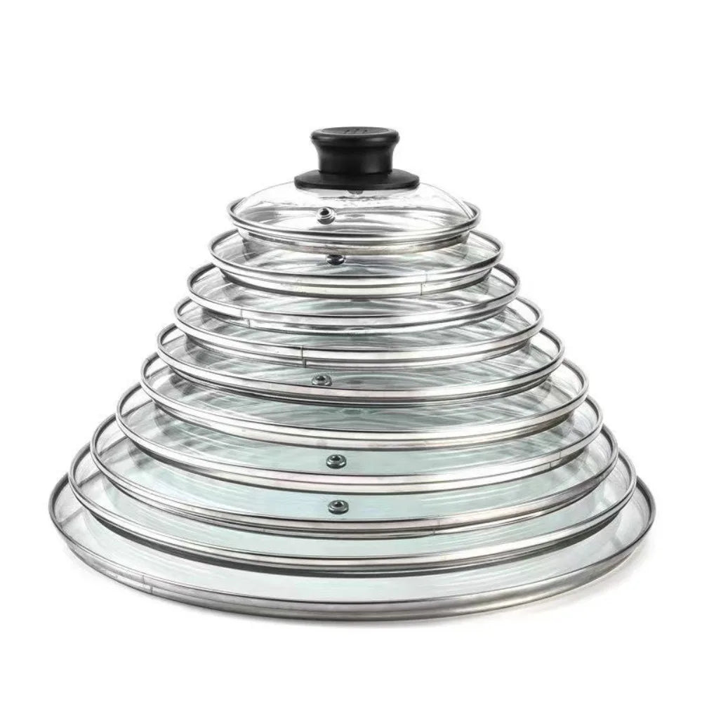 Durable Universal Pot Cover Tempered Glass Visible Pot Lid Knob Stainless Steel Frying Pan Cover Kitchen Accessories Oasis Select