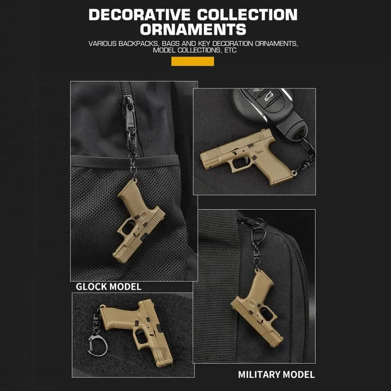 Tactical Pistol Shape Men's Keychain Mini Portable Decorations Detachable G45 Keyring Key Chain Ring Realistic Model Toys Gift Oasis Select