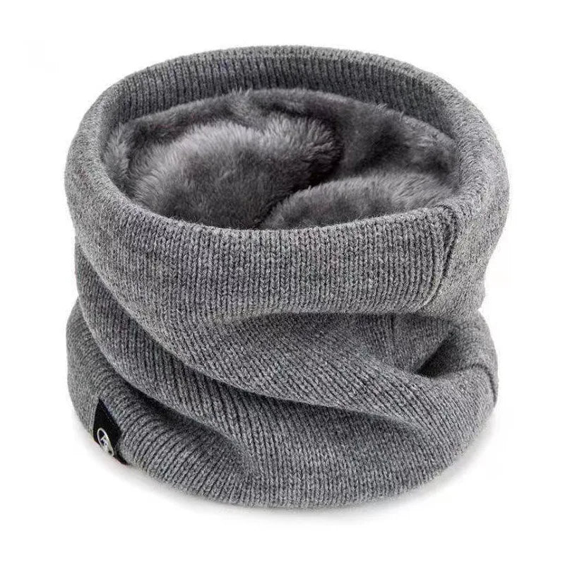 Warm Knitted Scarf Thickened Plush Windproof Winter Neck Gaiter Cold Weather Outdoor Sport Ski Running Men Women Tube Scarf Oasis Select grey