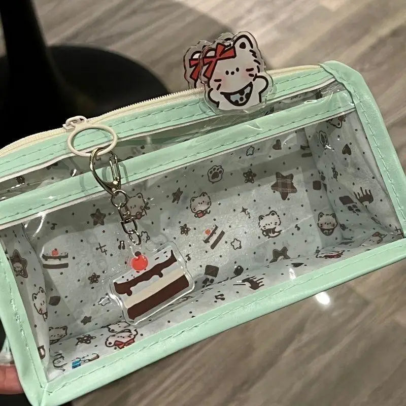 Cute Lightweight Transparent Pencil Case Large Capacity Zipper Pen Pouch for Primary School Students Stationery Storage Oasis Select