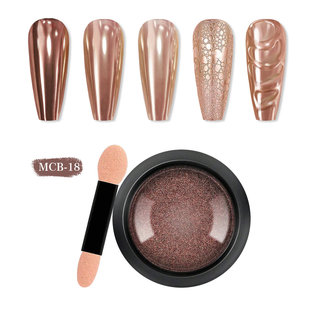 1pcs Nail Glitter Metallic Rubbing Dust Gel Polish Pigment Shinning Metal Manicure Decor Magic Mirror Powder Gold Silver Chrome Oasis Select CB18