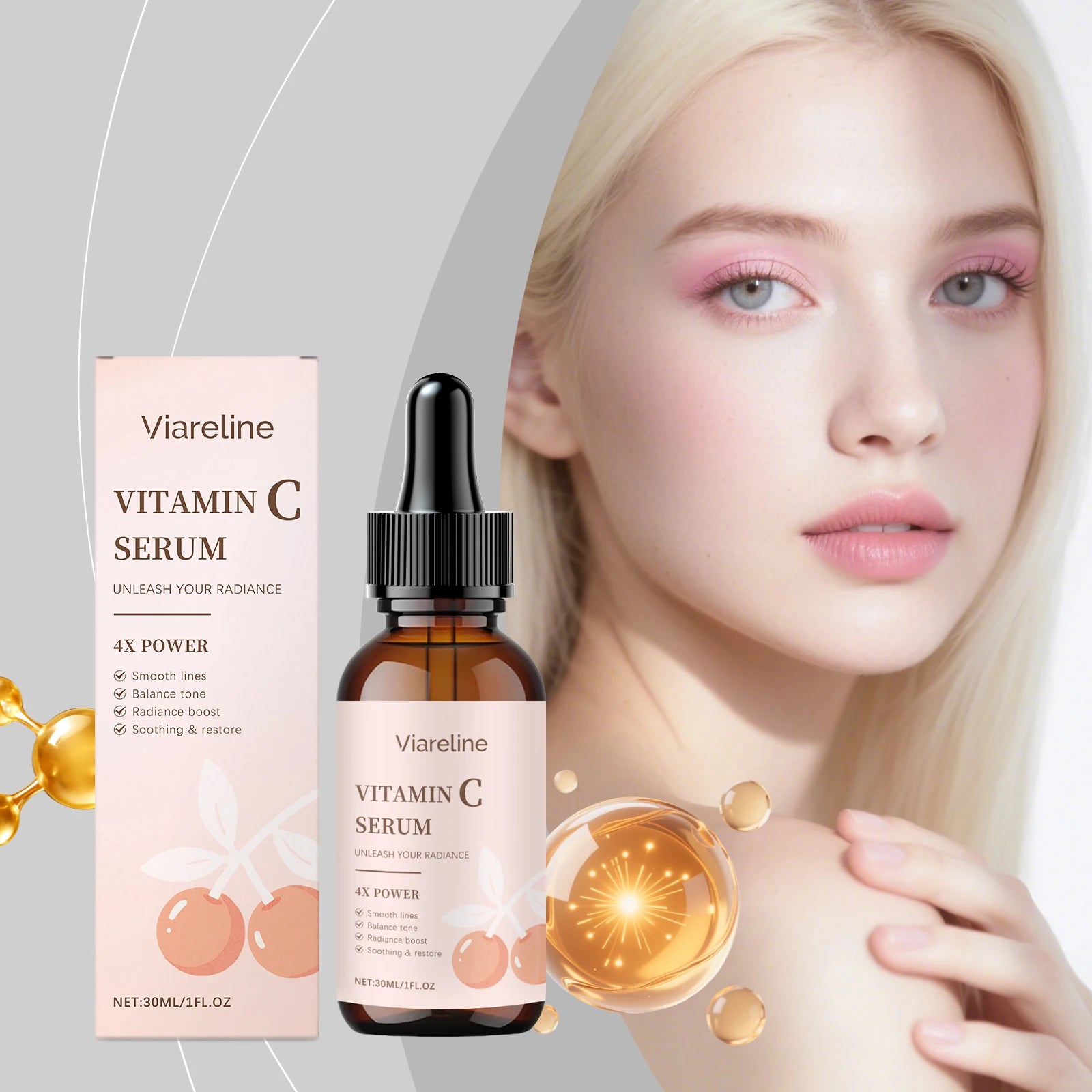 Vitamin C Brightening Serum Whitening Fade Dark Spots Wrinkle Remover Moisturizing Smoothing Firming Facial Rejuvenation Essence Oasis Select