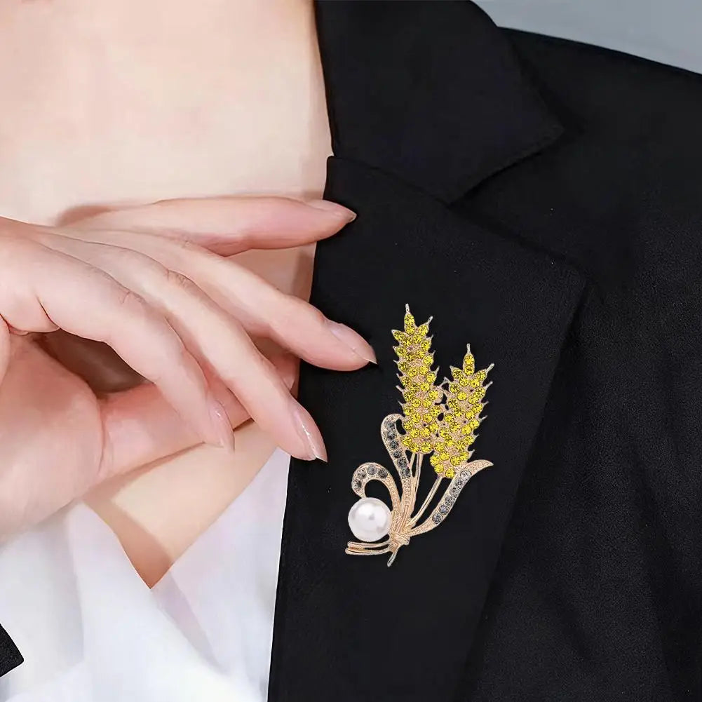 NEW Trendy Crystal Ear of Wheat Brooches for Women Luxury Rhinestones Pins Shirt Dress Accessories Casual Jewelry Oasis Select