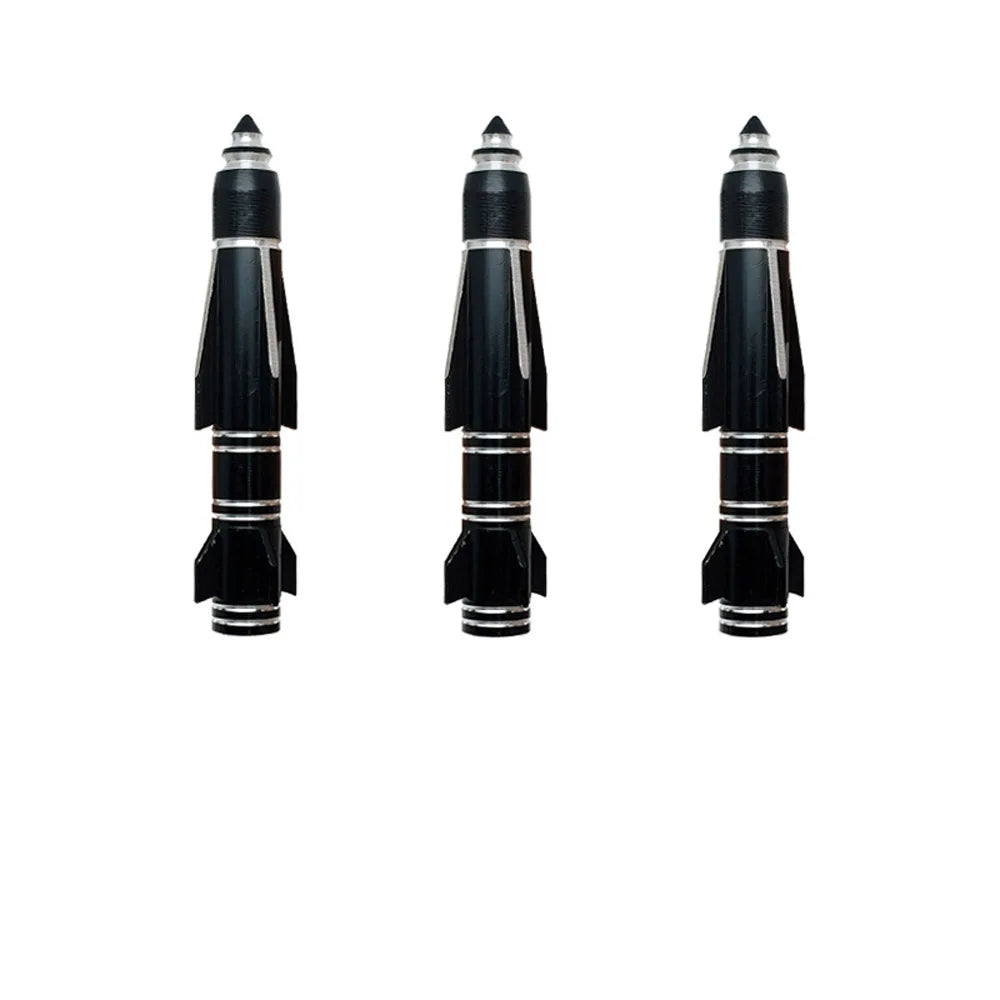 4Pcs 70mm Rocket Valve Caps, Aluminum Alloy Dustproof and Waterproof Tire Valve Stem Caps, for Cars, Trucks and Motorcycles Oasis Select Black-4Pcs