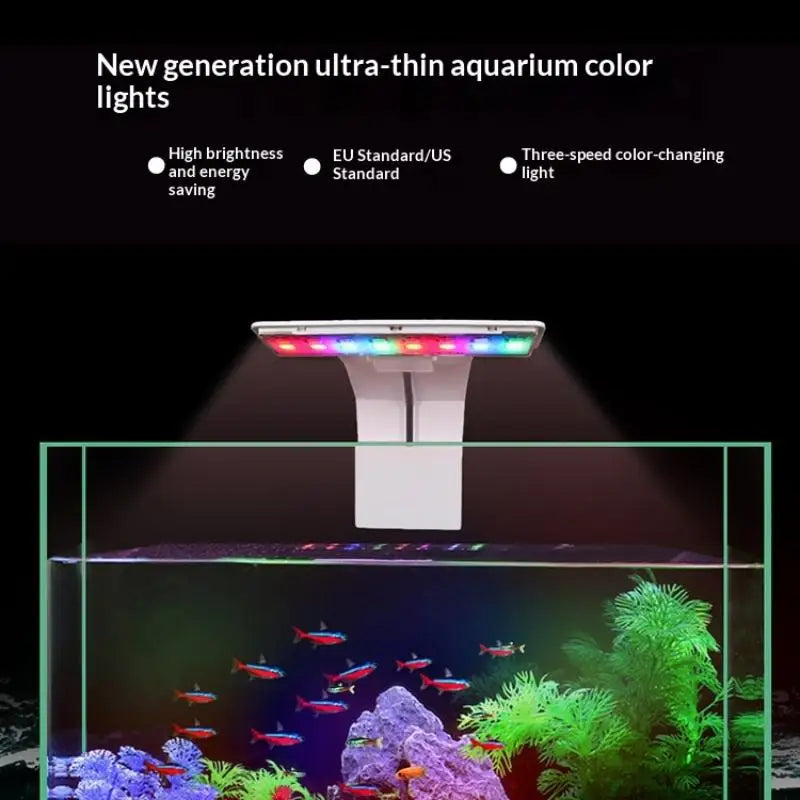 Clip-On Fish Tank Light With 3 Color Modes Ultra-Thin LED Aquarium Light Full Spectrum Bright Lamp Oasis Select
