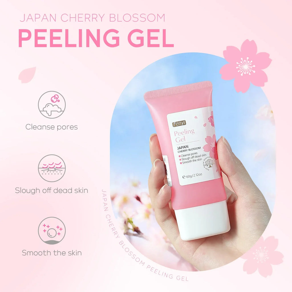 Sakura Gentle Exfoliating Gel Face & Body Scrub Deep Clean Pores Blackhead Remover Smooth Brightening Skin 60g Oasis Select