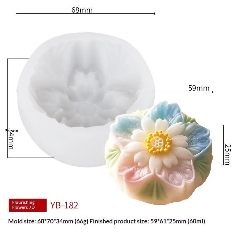 Non-Stick Flower Rice Cake Silicone Mold Flower Shape Mold For Mooncake Mung Bean Cake Dessert DIY Baking Tool Oasis Select M