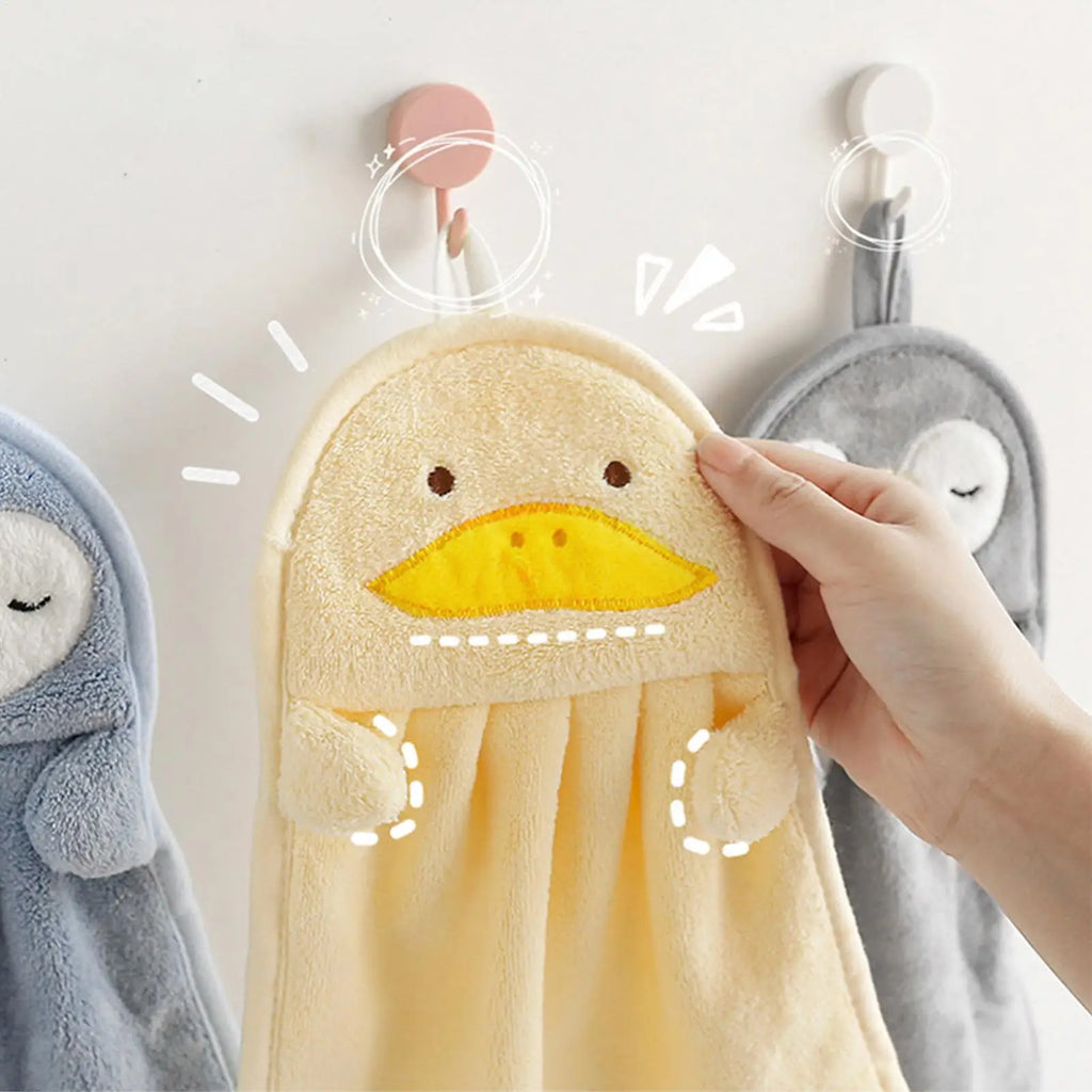 Hand Towels Absorbent Velvet Hand Towel Cute Animal Design Household Hanging Kitchen Dishwashing Towel for Home Bathroom Oasis Select