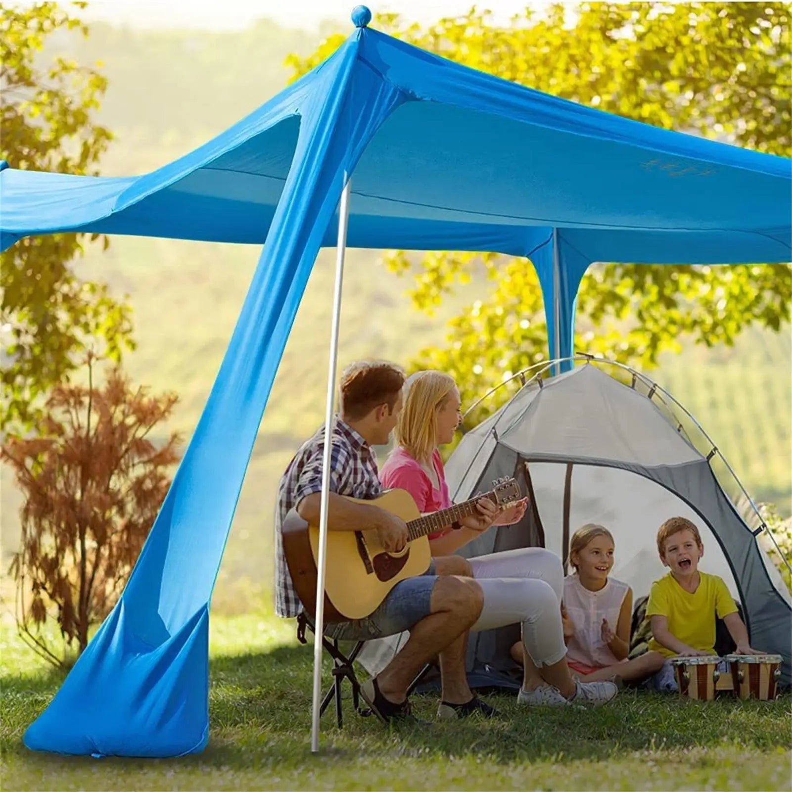 Home Beach Awning Outdoor Camping Sun Shade UV Protection Portable Windproof Beach Canopy with Storage Bag Camping Accessories Oasis Select