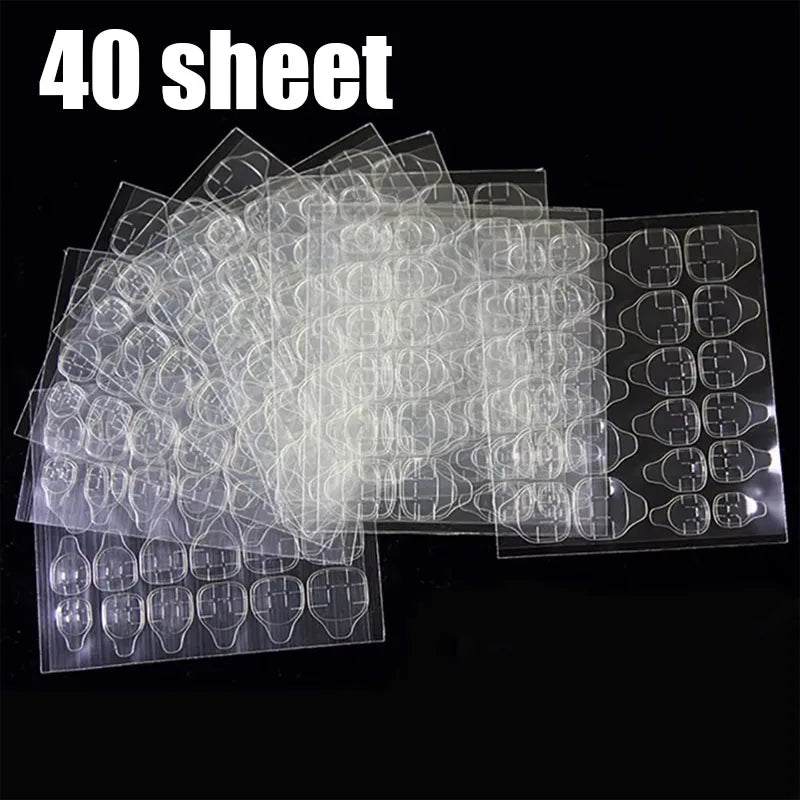 10/20/40/60sheet Double Side Nail Glue Sticker Adhesive Tabs For Fake Nails Supre Sticky Waterproof Breathable Nail Jelly Glue Oasis Select 40sheet