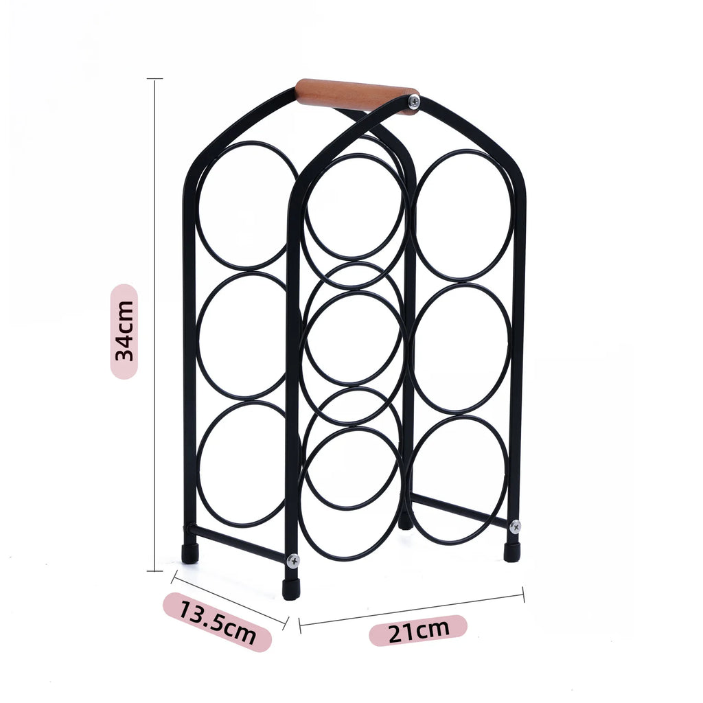 red wine rack European wooden handle portable wine bottle rack desktop wine cabinet ornament red wine display rack Oasis Select Door type black