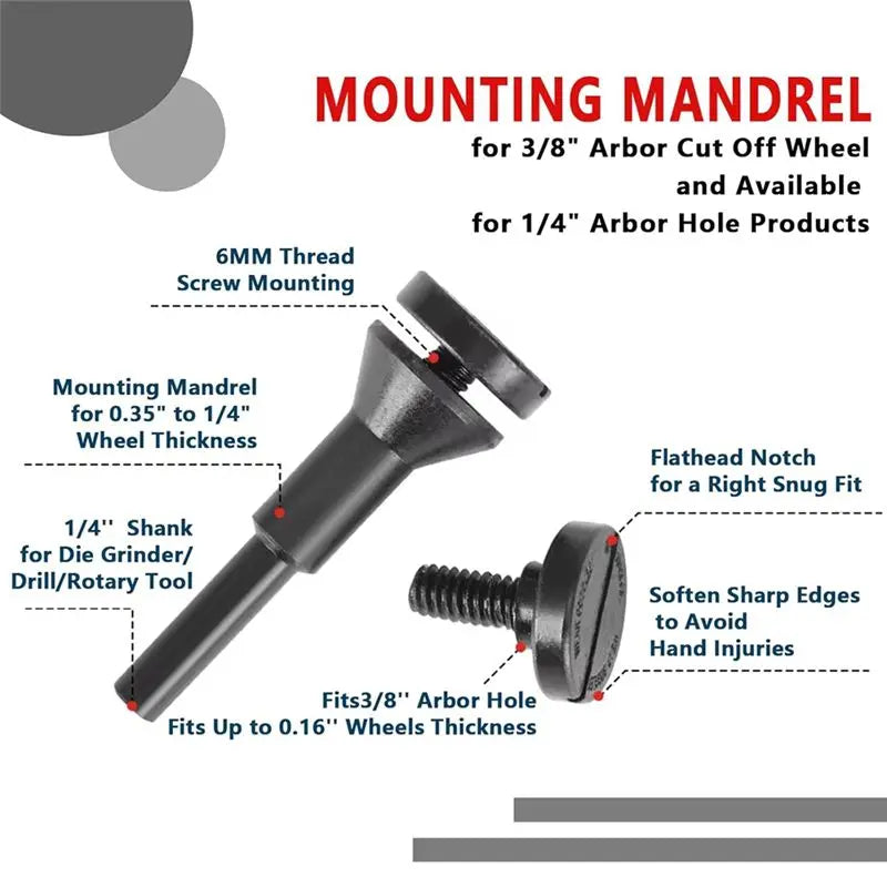 LIKE WISH Cut-Off Wheel Mounting Mandrel 3/8 Inch & 1/4Inch Arbor Hole With 1/4Inch, Shaft Stem For Die Grinder Accessories, 3Pa Oasis Select