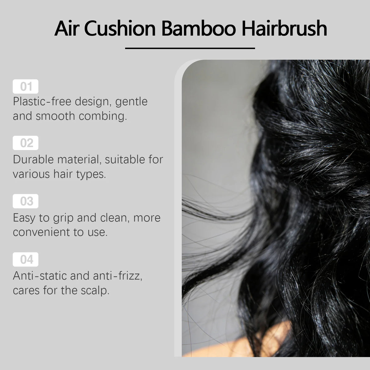 Natural Bamboo Air Cushion Hair Brush – Scalp Massage Comb Bamboo Hair Brush Oasis Select