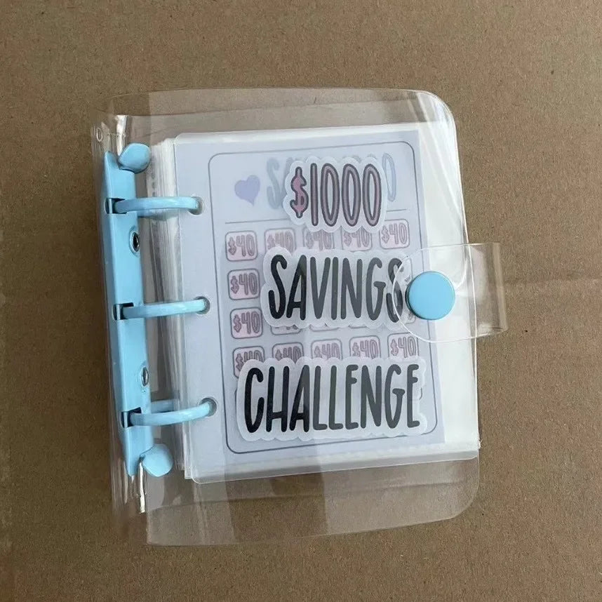 Creative Savings Challenge Binder with Envelope Durable Glossy PVC, Christmas Gift Money Saving Challenge Oasis Select Blue-1000