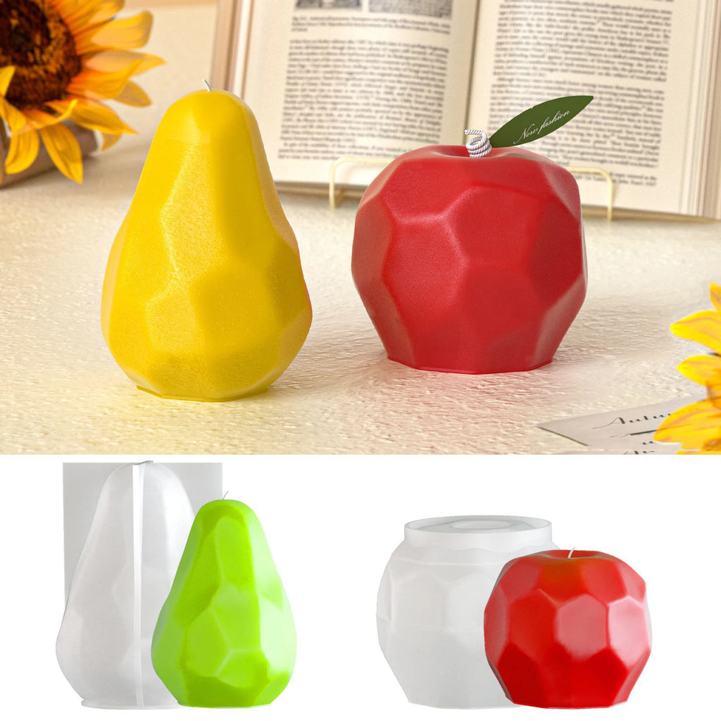DIY Diamond-Cut Pear & Apple Scented Candle Silicone Mold Aromatherapy Plaster Fruit Resin Casting Mold Oasis Select