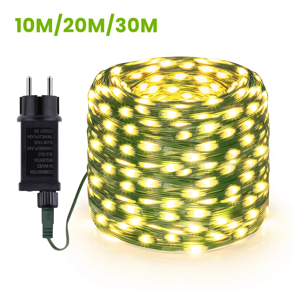 10/20/30M LED String Lights Leather Wire Light Waterproof Garland Fairy Lights Chain 220V 110V EU/US Plug Birthdays Party Decor Oasis Select