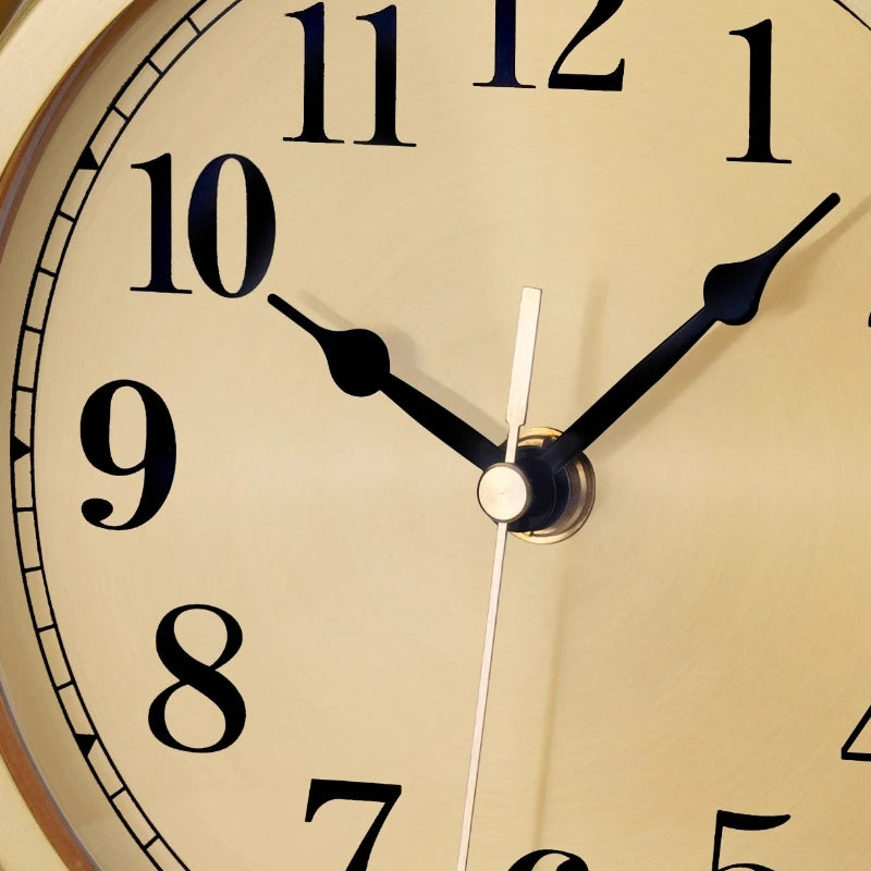 European Style Light Luxury Brass Base Clock Simple Desktop Modern Clock Nordic Creative Decoration Silent Exquisite Oasis Select