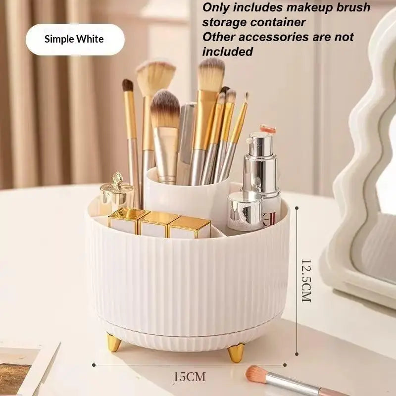 1Pcs 5 Slot Cosmetic Organizer 360° Rotating Makeup Brush Holder For Nail Polishes Skincare Perfumes Desktop Vanity Storage Oasis Select White