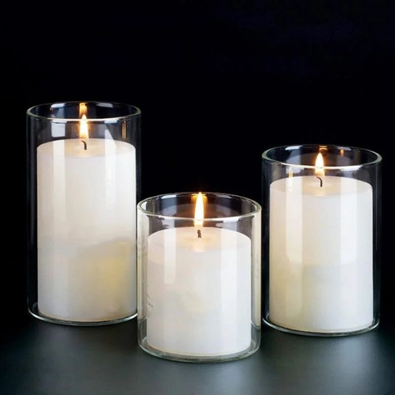 Simple Candle Cup Holder Transparent European Candlestick Empty Cups Candles Glass Light Jar Wedding Restaurant Candle Container Oasis Select