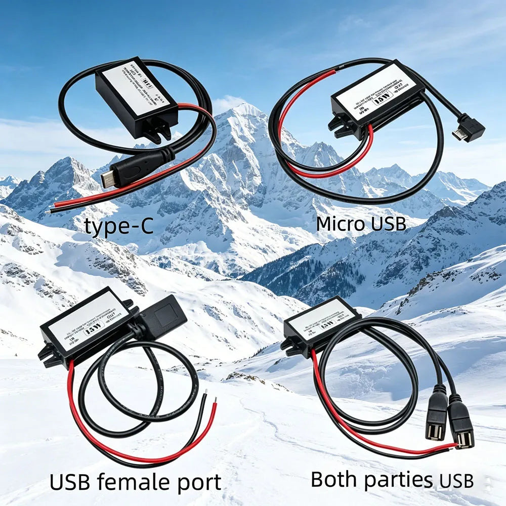 12V to 5V 2A 3A DC-DC Step Down Buck Converter Power Supply Module Mini USB Micro USB Male Female Type-C Adapter 24W 10W 15W Oasis Select