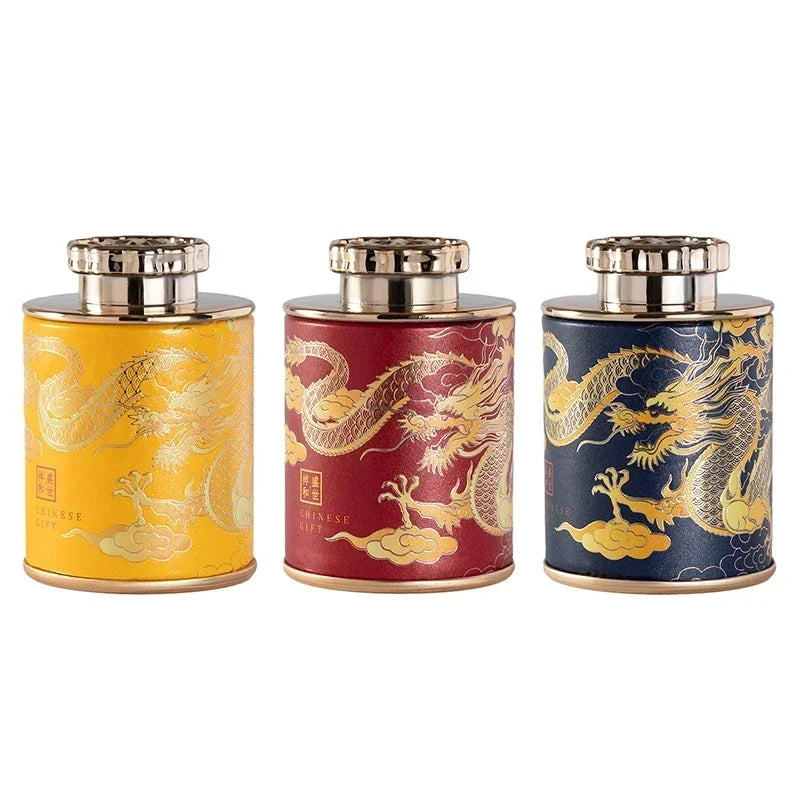 Portable Sealed Cans Dragon Print Mini Tea Canister Home Packaging Box Travel Tea Paper Storage Canisters Empty Can Oasis Select