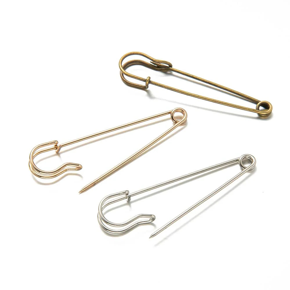20pcs 38/45/75/80/100mm Large Safety Pins Brooch Base Hook for For DIY Lock Jewelry Craft Making Accessories Supplies Materials Oasis Select