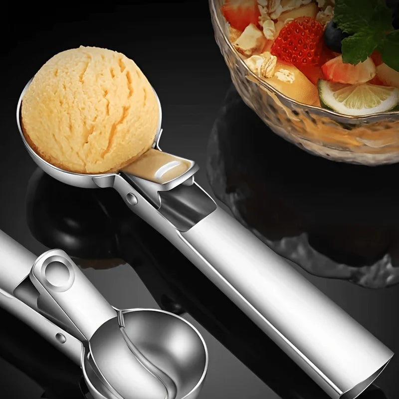 Stainless Steel Ice Cream Scoop Ergonomic Handle Rustproof For Ice Cream Sorbet Frozen Dessert Home Kitchen Commercial Use Party Oasis Select