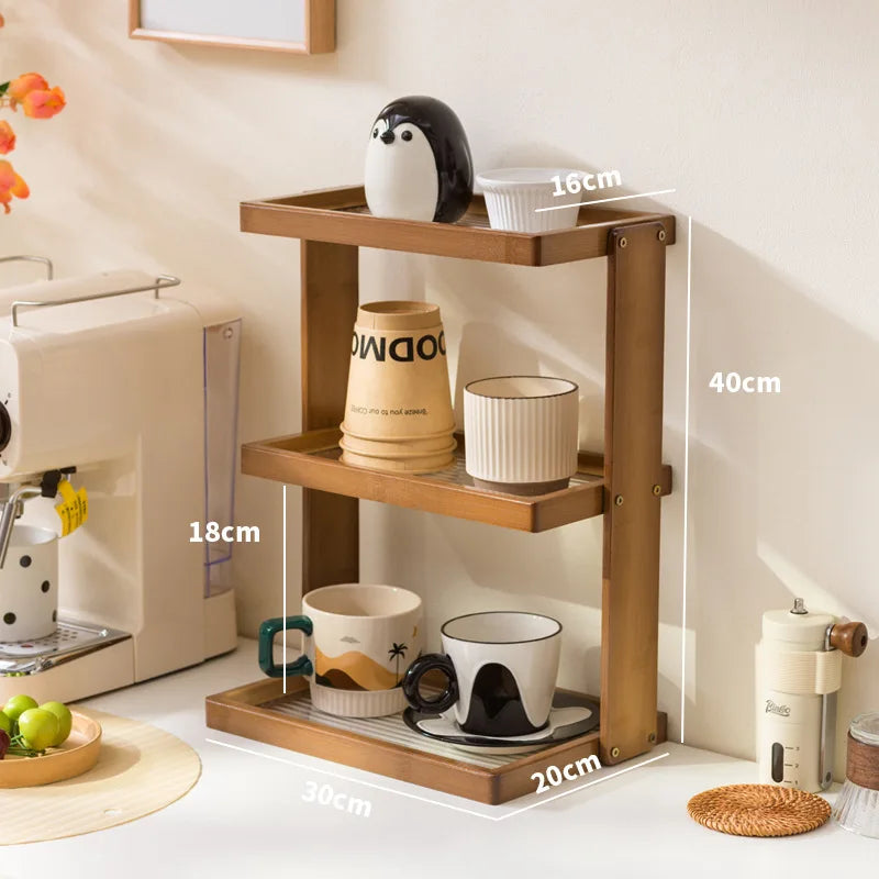 Cup holder, desktop multi-layer countertop, cup holder, storage, household table, small water cup, tea cup, tea set holder Oasis Select Brown 3-30 C