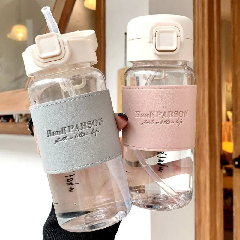 500ml Water Bottle with Straw Portable Clear Leakproof Drinking Bottle Outdoor Travel Office Essential Coffee Tea Water Bottle Oasis Select