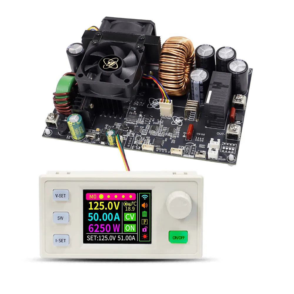XY12550S Digital DC Adjustable Step-Down Power Supply Constant Voltage Constant Current Module 50A/6250W Input Voltage DC12-140V Oasis Select With Screen