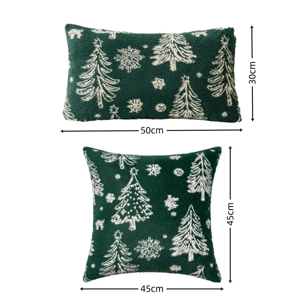 Christmas Tree Knitted Plush Pillowcase | Festive Cushion Cover