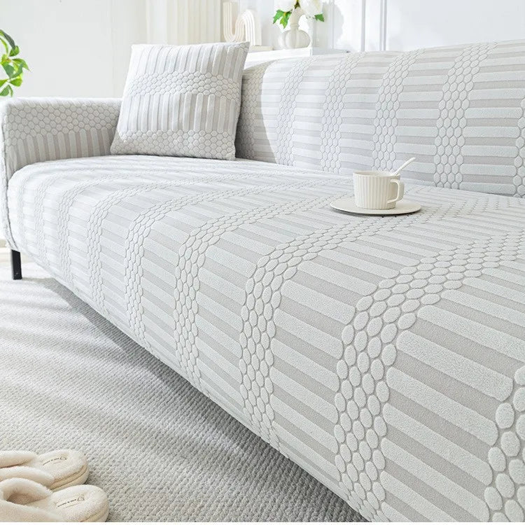 Cream-style Fully Wrapped Sofa Cover All-season Lazy Sofa Cover Cat Scratch-resistant Sofa Cushion Couch Covers for Sofas Oasis Select neutral gray 1 2 person 145-185cm