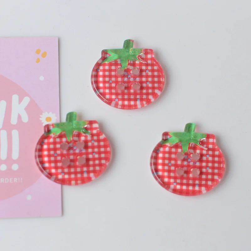 8/10/15Pcs Tomato Clear Buttons, DIY Sewing Accessories, Cute Jacket Cardigan Decoration, Button Up Garment Oasis Select