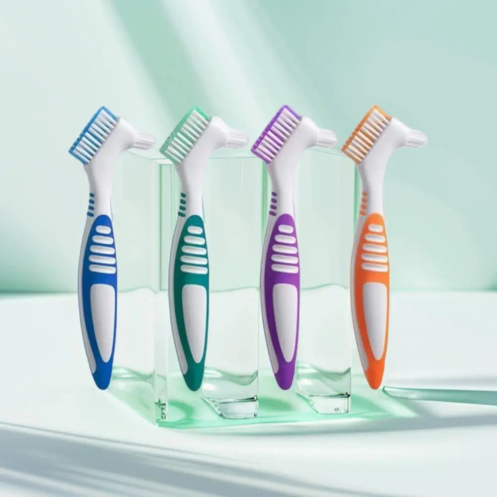 Dual-Head Denture Cleaning Brush | Soft Bristles & Non-Slip Handle