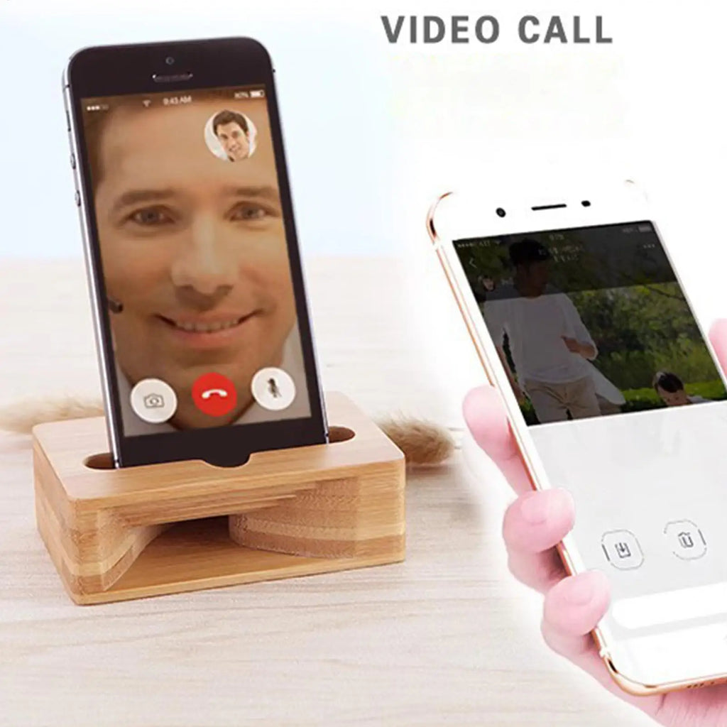 Wooden Phone Speaker Desktop Wooden Cell Phone Speaker Amplifier Phone Dock Clear Calls and Music Mobile Phone Riser Loudspeaker Oasis Select