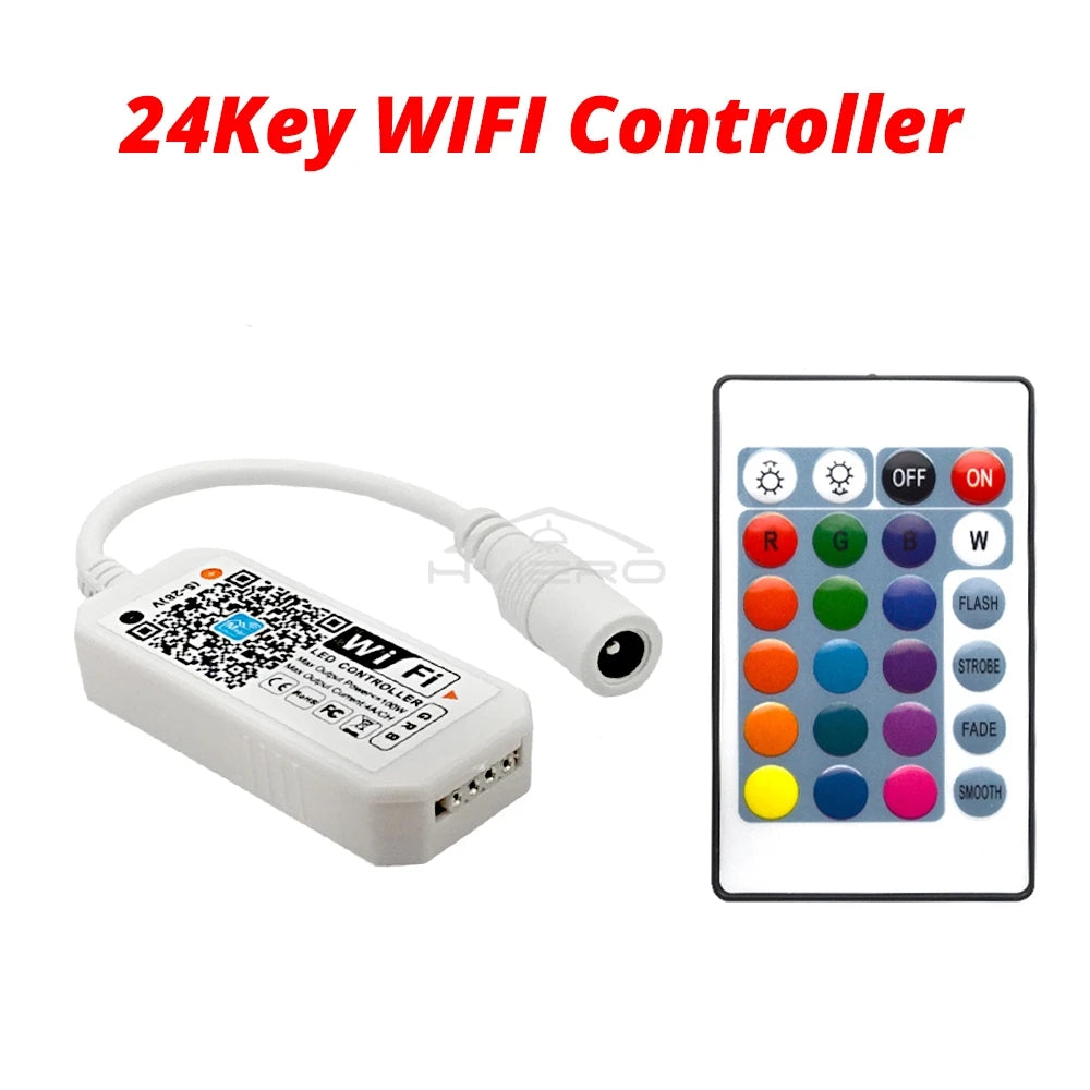 WiFi RGB LED Strip Controller 24/44 Key Remote Dimmer Timer