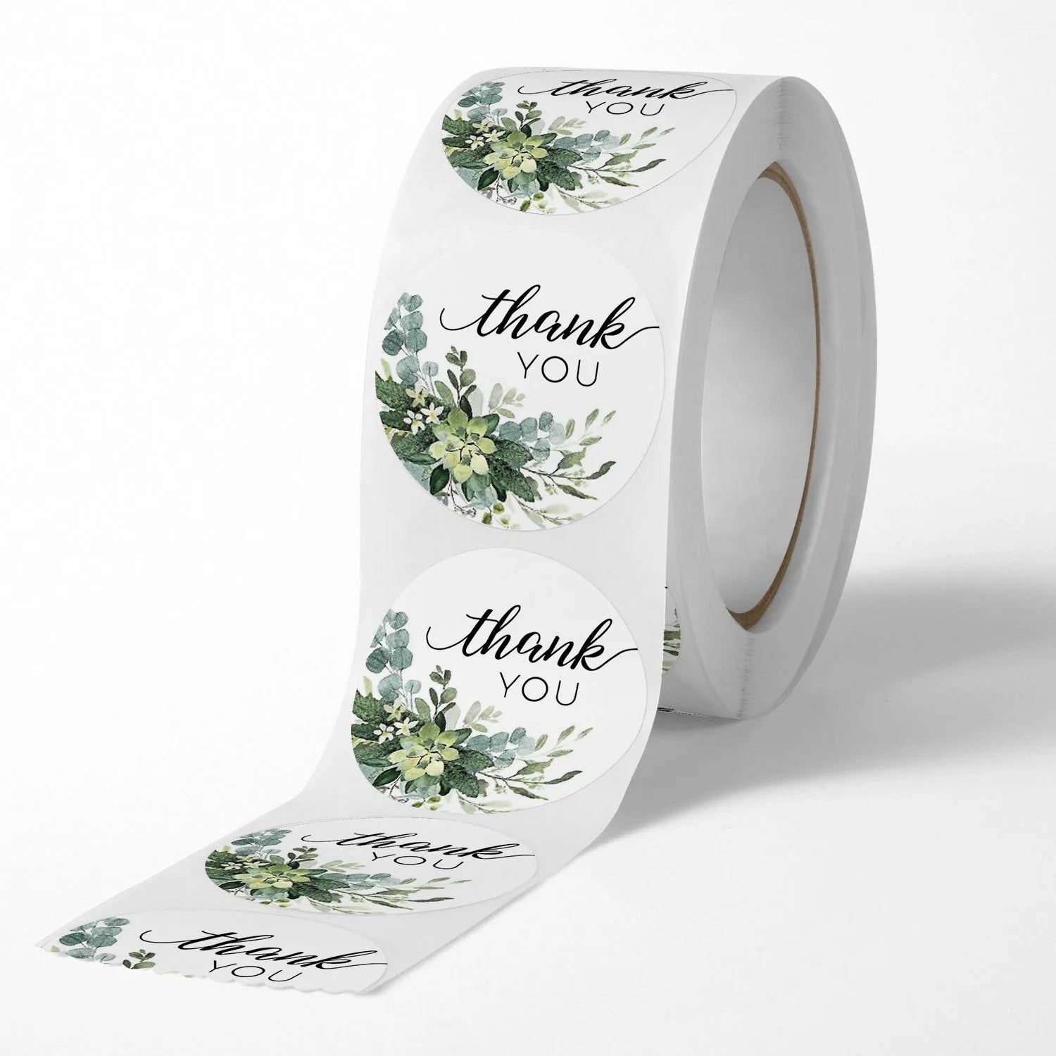 500 PCs/roll 1 inch Green Floral Thank You Stickers for Gift Wrap, Envelope Closure, Small Business Office Supplies, Diy Decor Oasis Select