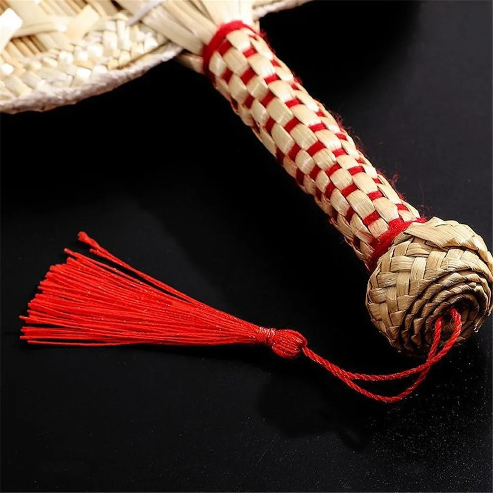 1pc Hand-Woven Woven Straw Hand Fan Old Summer Natural Environmentally Friendly Hand-Woven Fan Decorative Fan For Home Decor Oasis Select