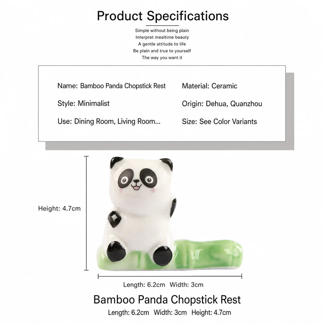 Chinese Chopstick Holder Smooth Panda Miniature Decor Panda Ceramic Chopstick Rest Dual-Purpose Ceramic Pen Rest For Dining Oasis Select
