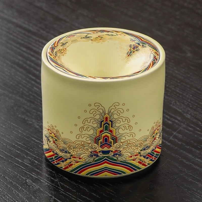 Shanshui Yaju Ru Kiln Ashtray with Lid Anti Fly Ash Office Smoke Cup Household Chinese Funnel Smoke Jar Ceramics Oasis Select