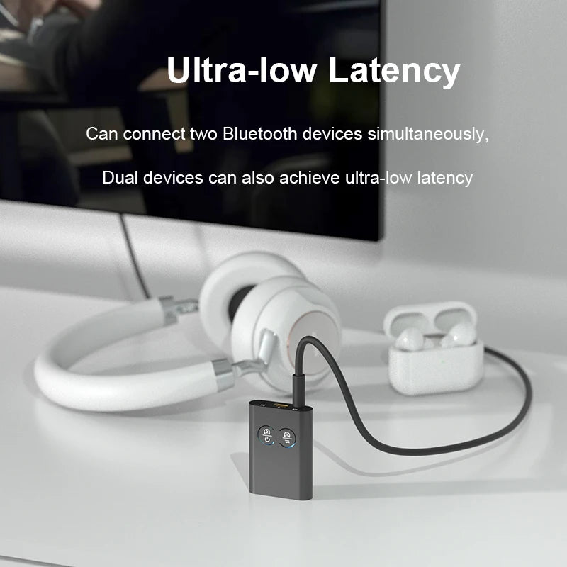 2 in 1 aptX Bluetooth Audio Receiver Transmitter aptX-Adaptive AD/HD/LL AAC 3.5MM AUX HiFi Music Multipoint Wireless Adapter Oasis Select