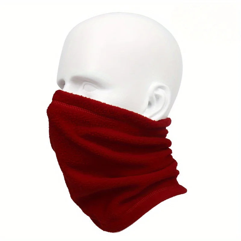 Outdoor Thickened Windproof Fleece Warm Scarf Multi-functional Sports Face Towel Bicycle Motorcycle Riding Mask Oasis Select burgundy